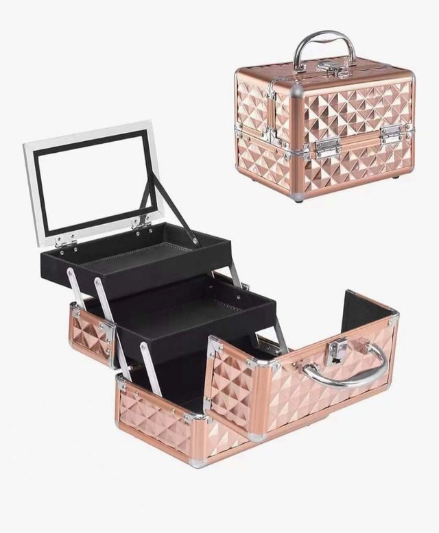 Astuccio per trucco rosa-argento