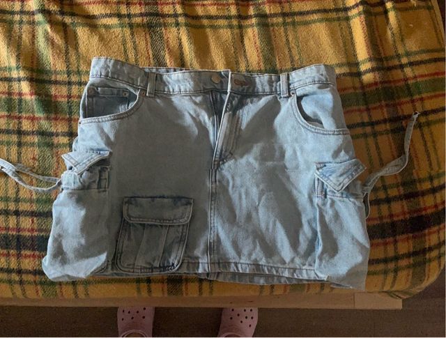 Minifalda vaquera cargo azul