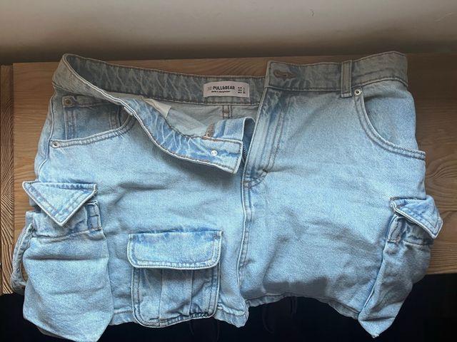 Minifalda vaquera cargo azul