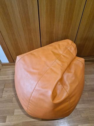Puff piel sintética naranja rellenable XL