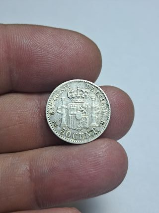 50 CENTIMOS PLATA 1892 VARIANTE *2 *2 (E513)