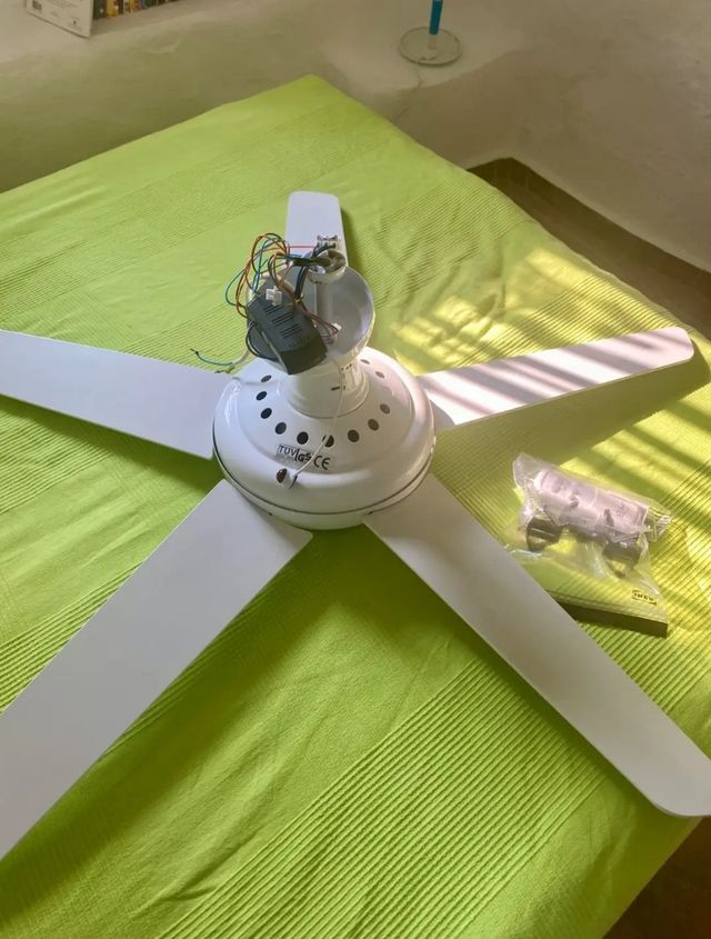 Ventilador techo blanco 130cm grande con luz mando