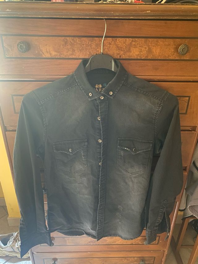 Camicia denim nera