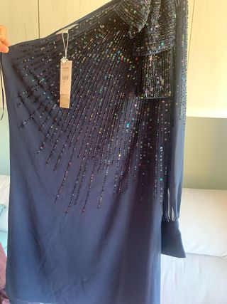 Vestido fiesta asimétrico azul