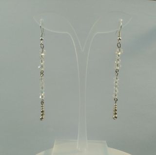 Pendientes largos plata-blanco