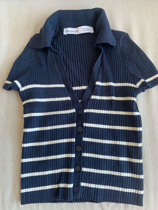 polo Bershka rayas azul marino XS