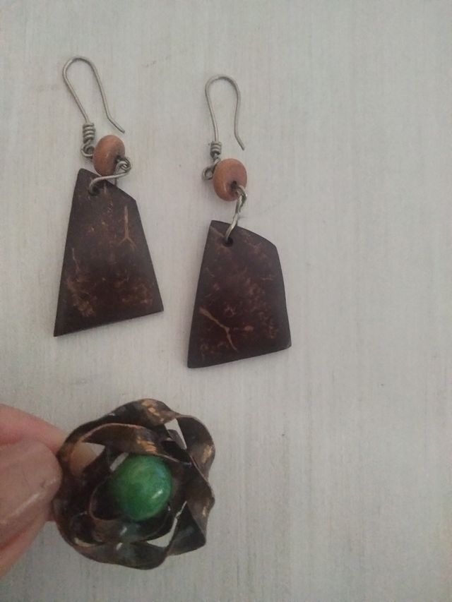 Pendientes coco y anillo