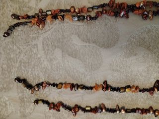 Collares y pulsera - marrón y negro