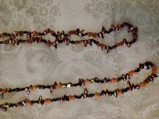 Collares y pulsera - marrón y negro