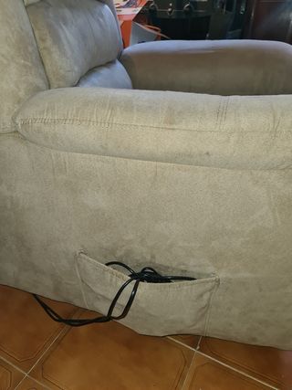 Sofá reclinable beige microfibra