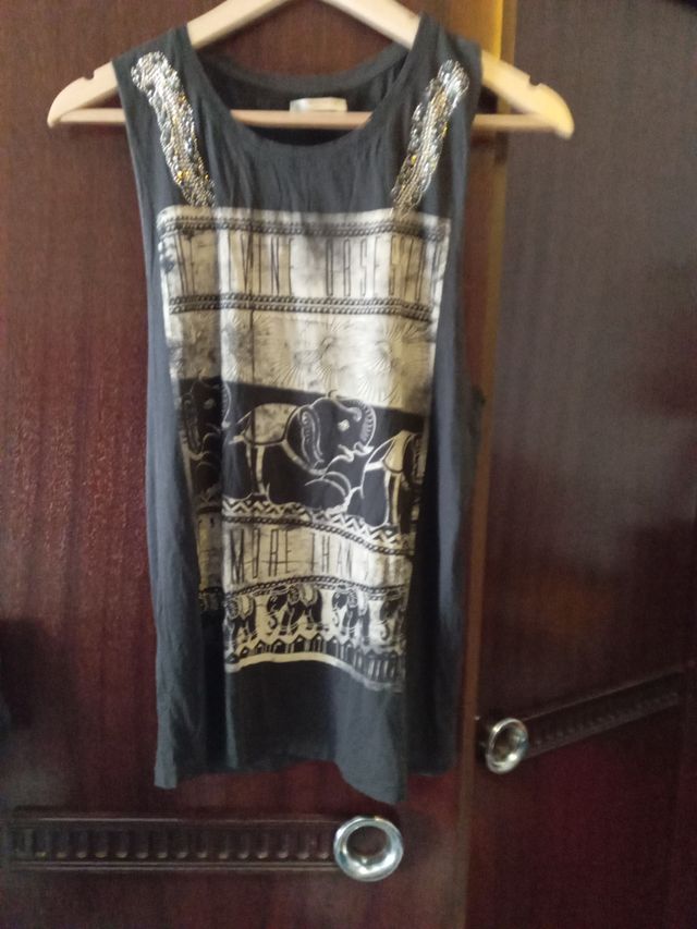 Camiseta tirantes gris - elefantes