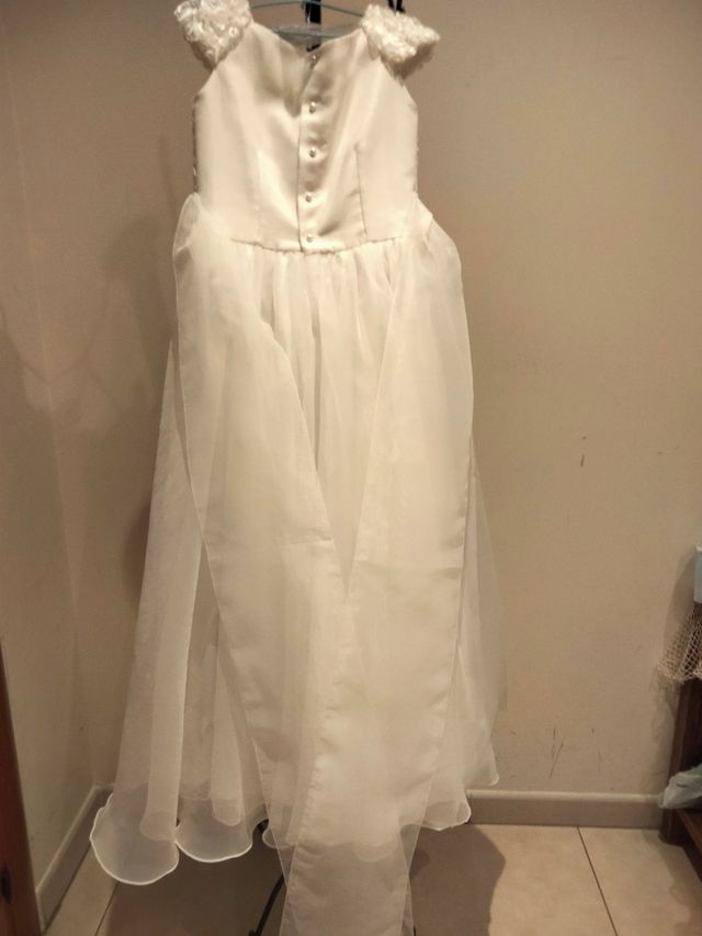 Vestido comunión niña blanco roto. Carmy