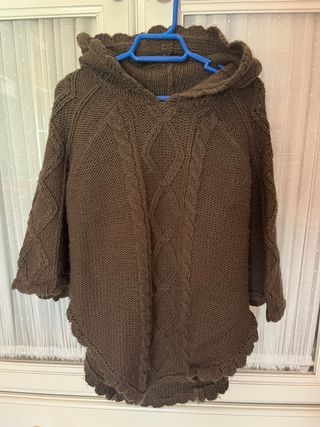 Poncho marrón de lana - Talla única