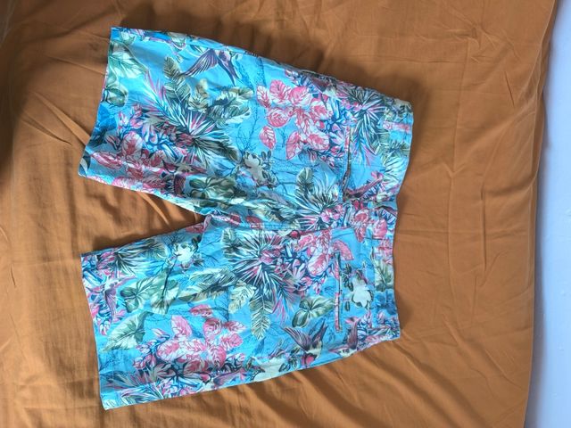 Shorts hombre chinos, talla 48, azul estampado