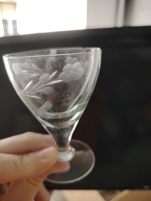 Bicchieri liquore vetro inciso