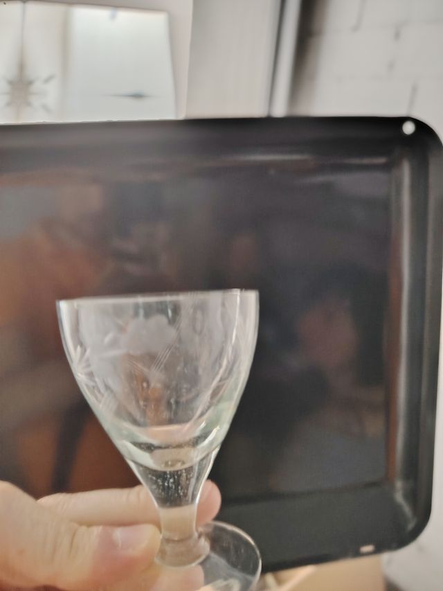 Bicchieri liquore vetro inciso