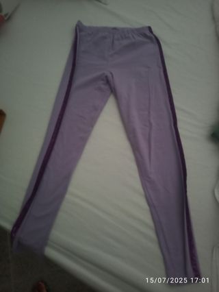 Leggins bambina viola glitter