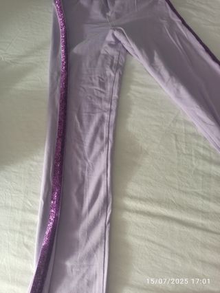 Leggins bambina viola glitter