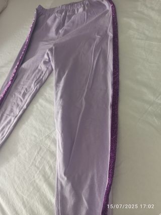 Leggins bambina viola glitter