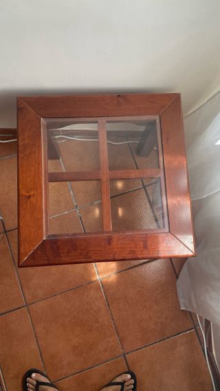 Mesa centro madera cristal