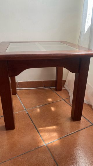 Mesa centro madera cristal