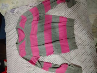 Jersey rayas gris-rosa