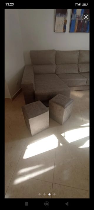 Sofá Chaise Longue Gris - 266x99x80cm