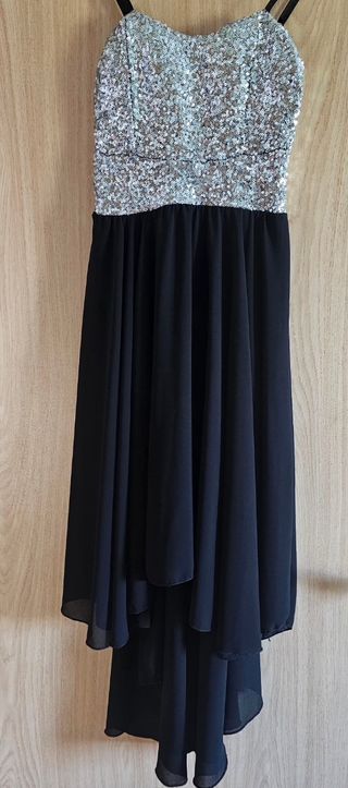 Vestido Fiesta Negro y Plata ✨