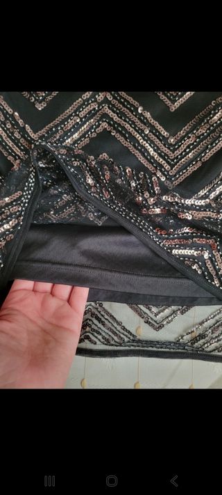 Vestido lentejuelas negro-dorado