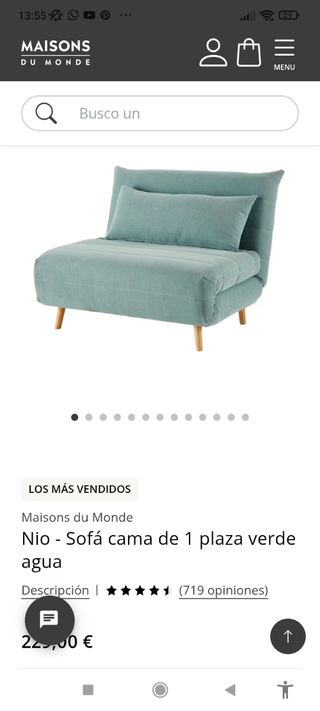 Sofá cama Maisons du Monde - Verde Agua