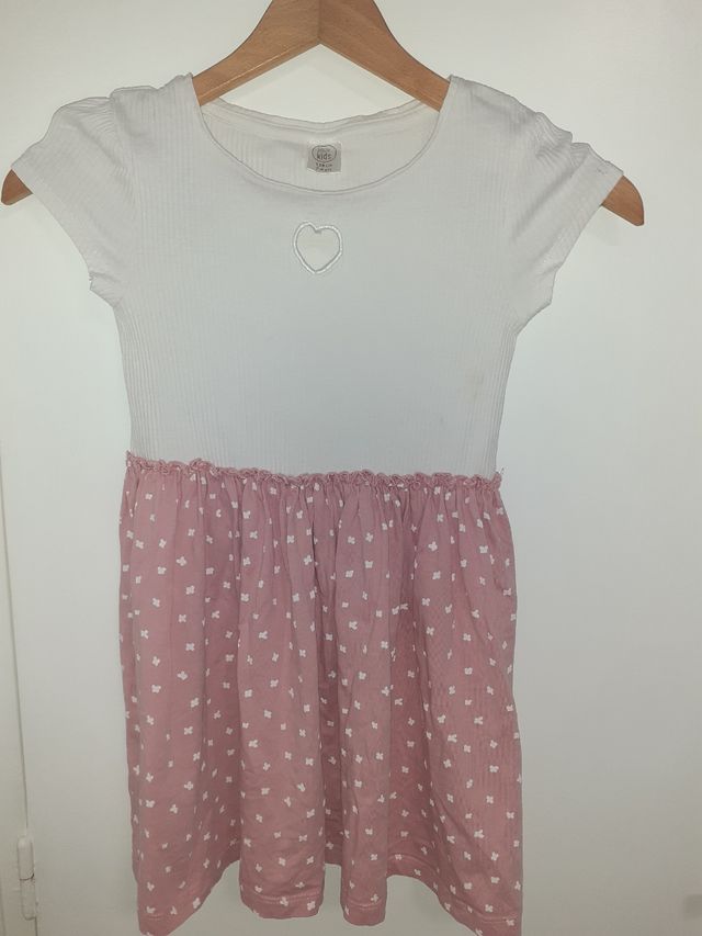 Vestido niña verano rosa blanco