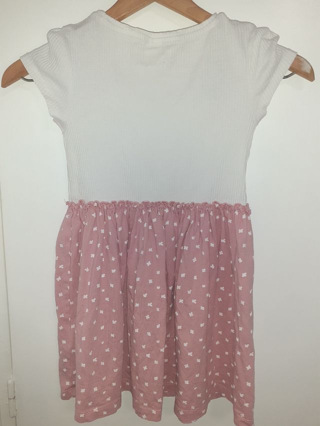 Vestido niña verano rosa blanco