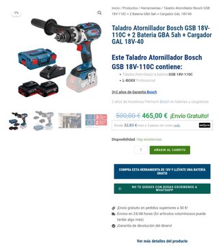 Taladro percutor BOSCH Batería