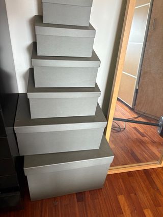 6 Cajas cartón grises