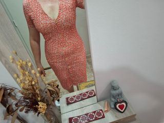 Vestido rojo flores - Talla M