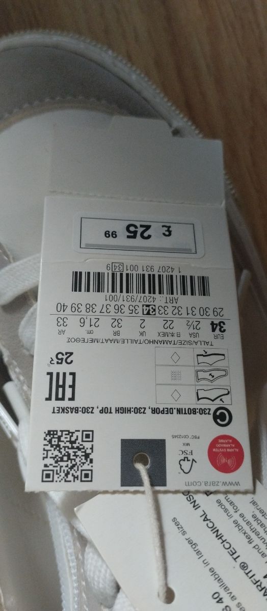 Zapatillas altas niña - grises y blancas n34