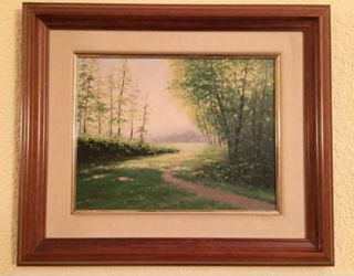 Pintura paisaje al óleo - marco madera