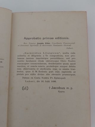 Libro Antico dell' 1910 Enchiridion Liturgicum