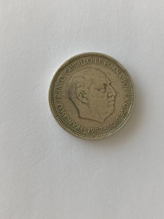 Moneda 5 Ptas España 1957 Franco ,estrella 62
