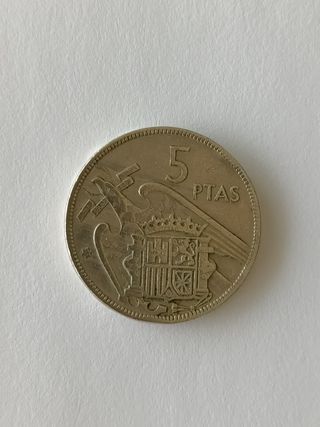 Moneda 5 Ptas España 1957 Franco ,estrella 62
