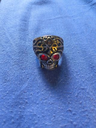 Anillo Calavera Dorado Plata