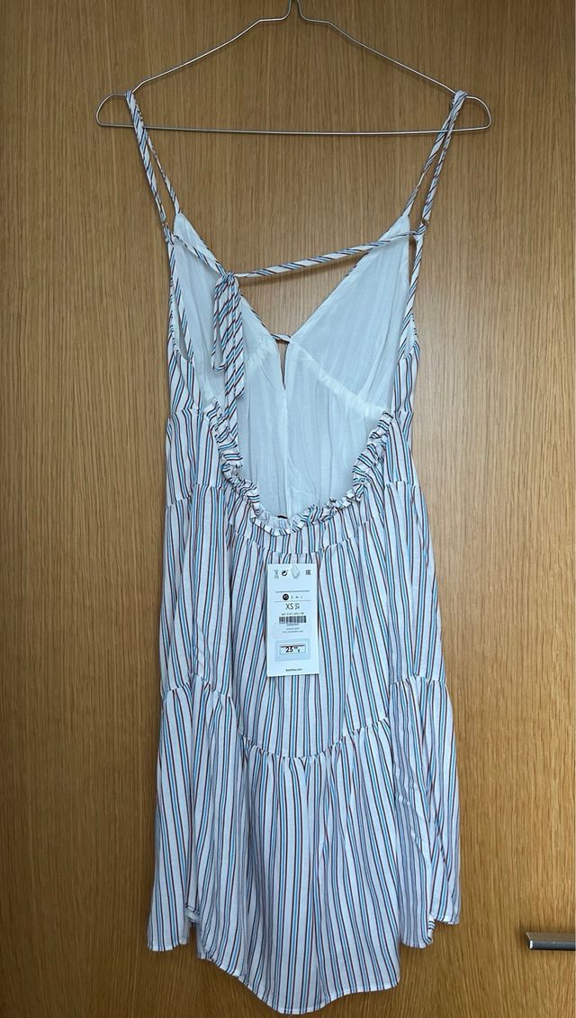 Vestido rayas azul, blanco y granate