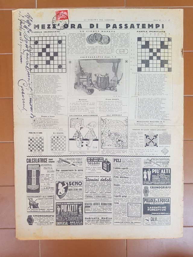 Domenica del Corriere 29 agosto 1943 Originale