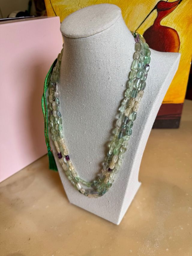 Collana Indiana a 3 giri in Fluorite  