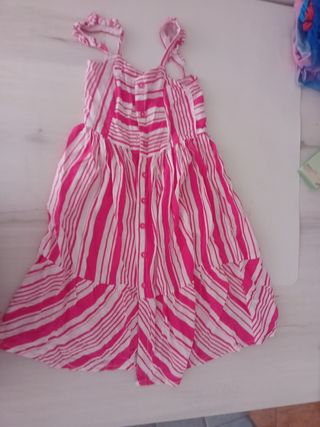 Vestido rayas rosa blanco niña 6-7