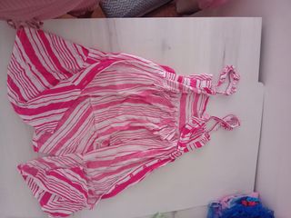 Vestido rayas rosa blanco niña 6-7