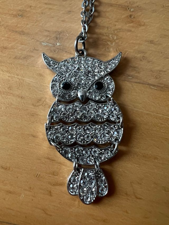 Ciondolo Gufo Cristalli Argento