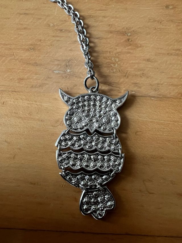 Ciondolo Gufo Cristalli Argento