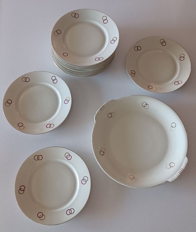 Servicio té y platos de postre para 12 personas