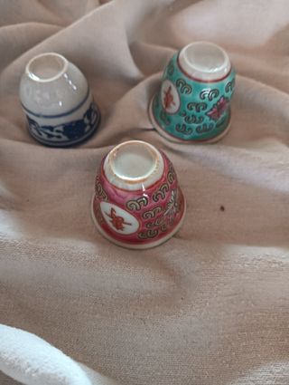 3 Tazzine Porcellana Dipinte a Mano